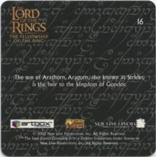 2002 Artbox Lord of the Rings Action Flipz #16 The son of Arathorn, Aragorn, also known as Strider, is Back