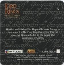2002 Artbox Lord of the Rings Action Flipz #19 Hooded and faceless, the Ringwraiths serve Sauron in the Back