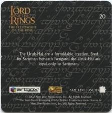 2002 Artbox Lord of the Rings Action Flipz #20 The Uruk-Hai are a formidable creation. Bred by Saruman Back