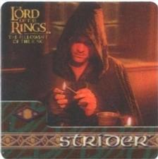 2002 Artbox Lord of the Rings Action Flipz #32 Strider sits patiently at the Prancing Pony Inn at Bree, Front