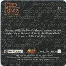 2002 Artbox Lord of the Rings Action Flipz #33 Sensing trouble, the Bree Gatekeeper ventures into the n Back