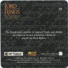 2002 Artbox Lord of the Rings Action Flipz #39 The Ringwraiths attempt to capture Frodo and Arwen are f Back