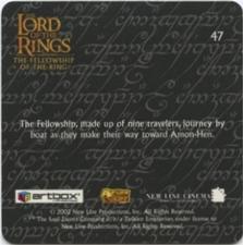 2002 Artbox Lord of the Rings Action Flipz #47 The Fellowship, made up of nine travelers, journey by bo Back