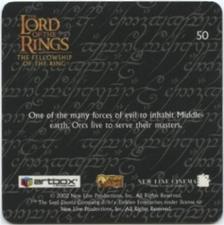 2002 Artbox Lord of the Rings Action Flipz #50 One of the many forces of evil to inhabit Middle earth, Back