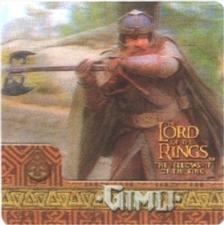 2002 Artbox Lord of the Rings Action Flipz #55 Setting aside his dislike for Elves, Gimli fights bravel Front