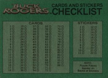 1979 Topps Buck Rogers #1 Title card / Checklist Back