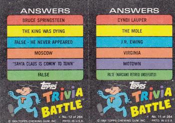 1984 Topps Trivia Battle Game #11 / 12 Card 11 / Card 12 Back