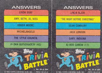 1984 Topps Trivia Battle Game #25 / 26 Card 25 / Card 26 Back