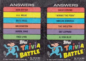 1984 Topps Trivia Battle Game #41 / 42 Card 41 / Card 42 Back