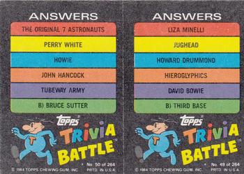 1984 Topps Trivia Battle Game #49 / 50 Card 49 / Card 50 Back