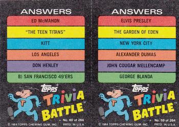 1984 Topps Trivia Battle Game #59 / 60 Card 59 / Card 60 Back