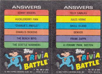 1984 Topps Trivia Battle Game #97 / 98 Card 97 / Card 98 Back