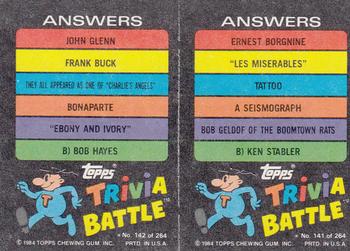 1984 Topps Trivia Battle Game #141 / 142 Card 141 / Card 142 Back