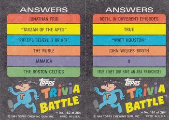 1984 Topps Trivia Battle Game #161 / 162 Card 161 / Card 162 Back