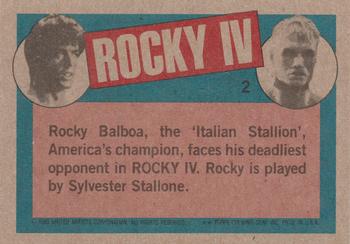 1985 Topps Rocky IV #2 Rocky Balboa Back