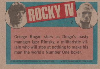 1985 Topps Rocky IV #7 Igor Rimsky Back