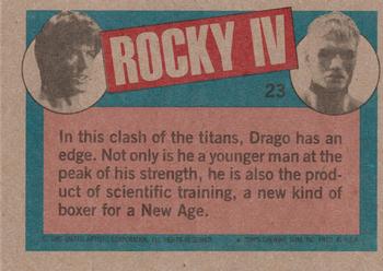 1985 Topps Rocky IV #23 Drago Comes On Strong! Back