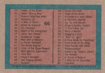 1985 Topps Rocky IV #66 Checklist Back