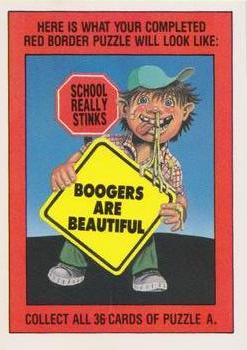 1986 Topps Snotty Signs #1 School Really Stinks Back