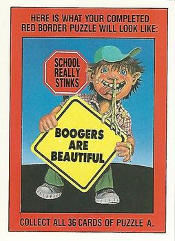 1986 Topps Snotty Signs #23 Gone to School (Darn It) Back