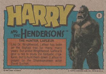 1987 Topps Harry and the Hendersons #8 The Hunter, Lafleur Back