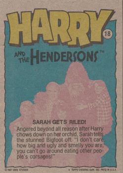 1987 Topps Harry and the Hendersons #18 Sarah Gets Riled! Back