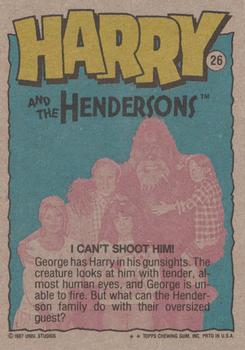 1987 Topps Harry and the Hendersons #26 I Can't Shoot Him! Back