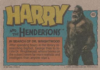 1987 Topps Harry and the Hendersons #40 In Search of Dr. Wrightwood Back