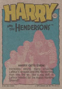 1987 Topps Harry and the Hendersons #63 Harry Gets Even! Back