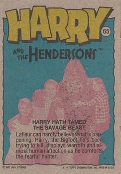 1987 Topps Harry and the Hendersons #65 Harry Hath Tamed the Savage Beast! Back