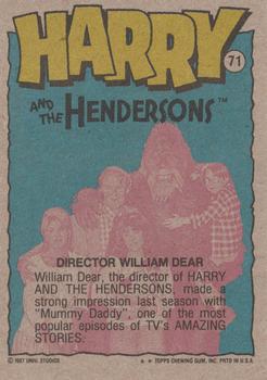 1987 Topps Harry and the Hendersons #71 Director William Dear Back