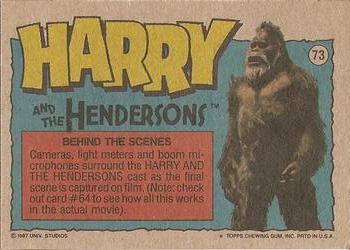 1987 Topps Harry and the Hendersons #73 Behind the Scenes Back