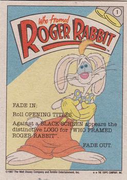 1987 Topps Who Framed Roger Rabbit #1 Title Card Back