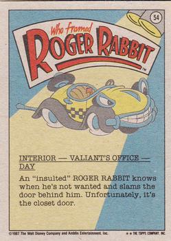 1987 Topps Who Framed Roger Rabbit #54 Funny Meeting You Here! Back