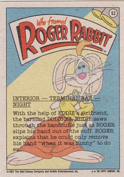 1987 Topps Who Framed Roger Rabbit #63 Eddie and Roger, Uncuffed! Back