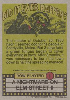 1988 Topps Fright Flicks #1 Title Card Back