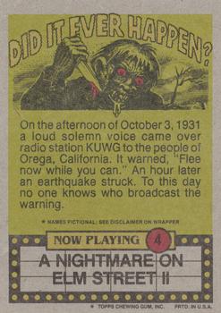 1988 Topps Fright Flicks #4 I Really Oughta Stop Gargling with Kerosene! Back