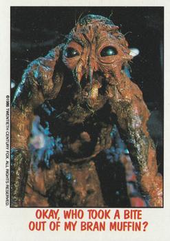 1988 Topps Fright Flicks #9 Okay, Who Took a Bite Out of My Bran Muffin? Front