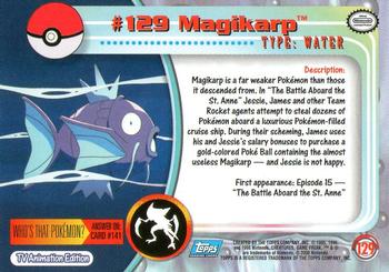 2000 Topps Pokemon TV Animation Edition Series 3 #129 Magikarp Back