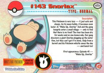 2000 Topps Pokemon TV Animation Edition Series 3 #143 Snorlax Back