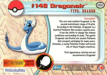 2000 Topps Pokemon TV Animation Edition Series 3 #148 Dragonair Back