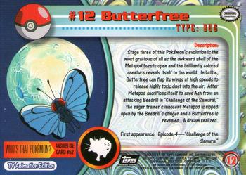 1999 Topps Pokemon TV Animation Edition Series 1 - Black Topps Logo #12 Butterfree Back