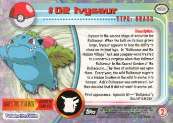1999 Topps Pokemon TV Animation Edition Series 1 - Black Topps Logo #2 Ivysaur Back