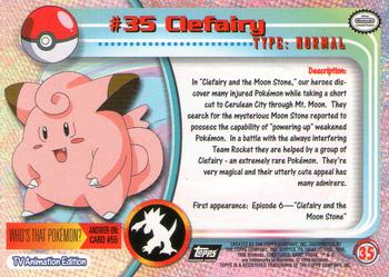 1999 Topps Pokemon TV Animation Edition Series 1 - Black Topps Logo #35 Clefairy Back