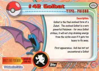 1999 Topps Pokemon TV Animation Edition Series 1 - Black Topps Logo #42 Golbat Back