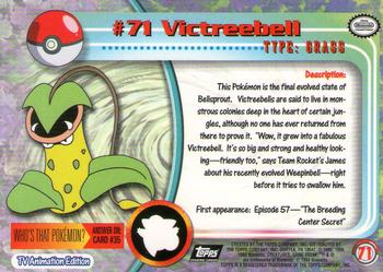 1999 Topps Pokemon TV Animation Edition Series 1 - Black Topps Logo #71 Victreebell Back