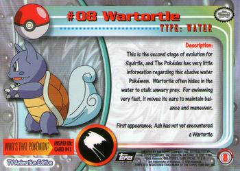 1999 Topps Pokemon TV Animation Edition Series 1 - Black Topps Logo #8 Wartortle Back