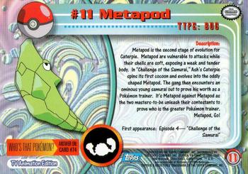 1999 Topps Pokemon TV Animation Edition Series 1 #11 Metapod Back