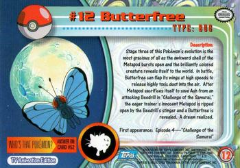 1999 Topps Pokemon TV Animation Edition Series 1 #12 Butterfree Back