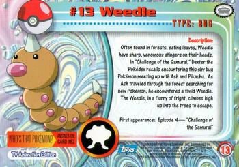 1999 Topps Pokemon TV Animation Edition Series 1 #13 Weedle Back